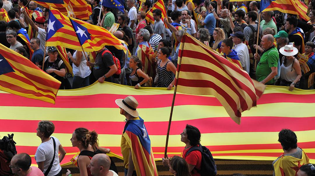 Manifestación durante la Diada Nacional de Cataluña
