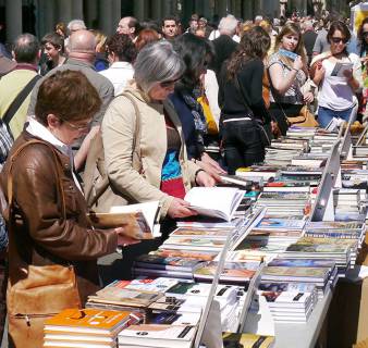Stalls for La Diada de Sant Jordi (St. George's Day)