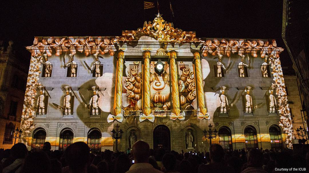 BCN light projection on Barcelona City Hall