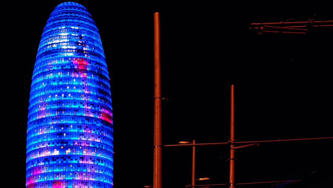 Torre Agbar lit up